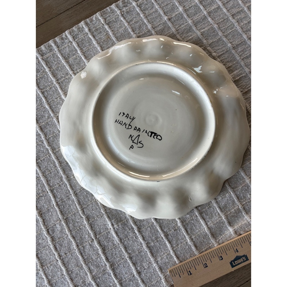 Vintage Deviled Egg Ceramic Plate Platter Rooster Hand Painted Italy 12" - Picture 4 of 4